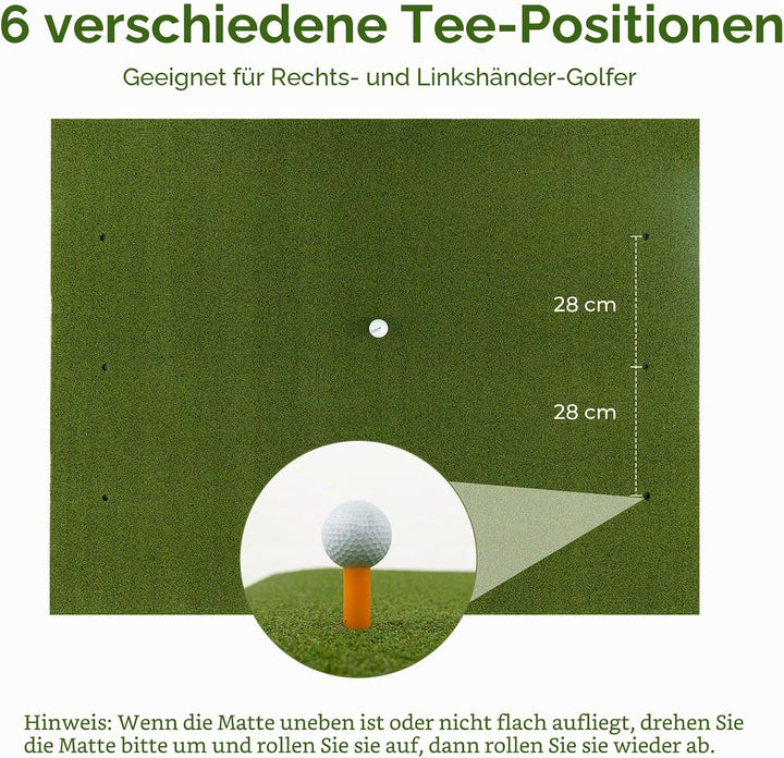 LIFEZEAL Golf Übungsmatte, Abschlagmatte Golf mit 6 Abschlagpositionen, Outdoor Sports Golf Training