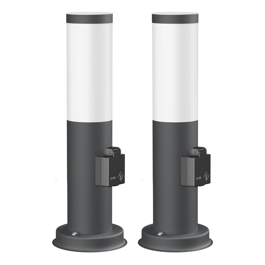 ledscom.de 2 Stück Wegelicht/Pollerleuchte/Gartenleuchte PORU für aussen, IP44, 39 cm, anthrazit, 1x