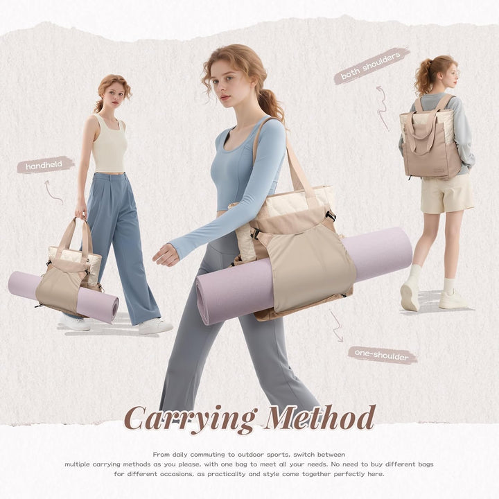GOLF SUPAGS Convertible Laptop Rucksack Damen Yogatasche Sporttasche, Gesteppte Tragetasche, Yogamat
