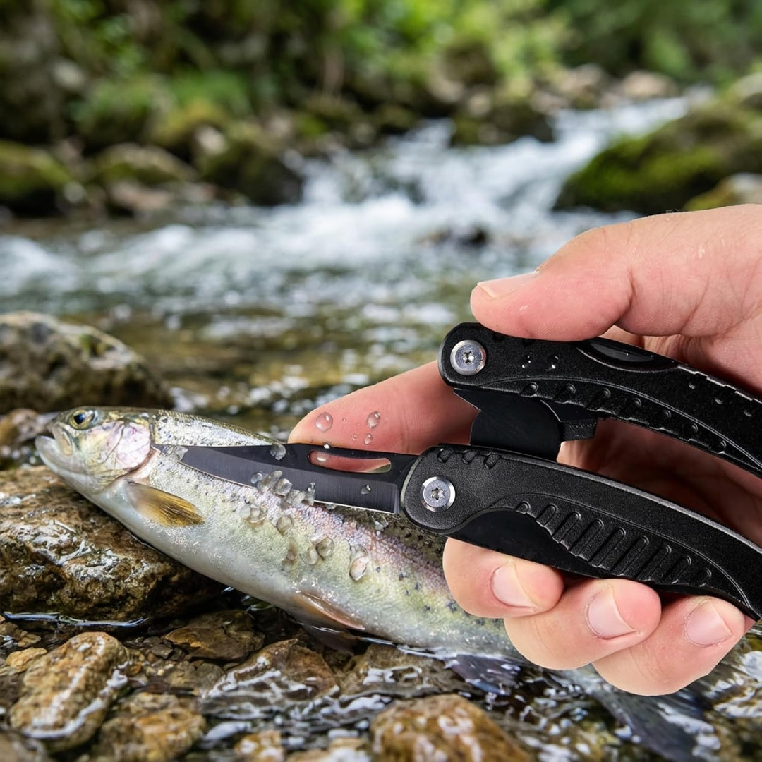 Multitool Zange 10-in-1 Multifunktionswerkzeug, Edelstahl Camping Multitool mit Messer, Schraubendre