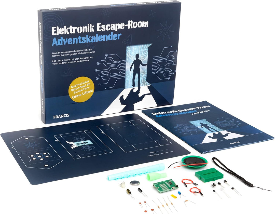 FRANZIS 67154 - Elektronik Escape Room Adventskalender, 24 Tage elektronischer Rätselspass, ohne Löt