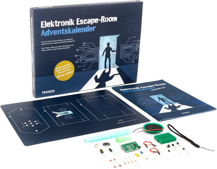 FRANZIS 67154 - Elektronik Escape Room Adventskalender, 24 Tage elektronischer Rätselspass, ohne Löt