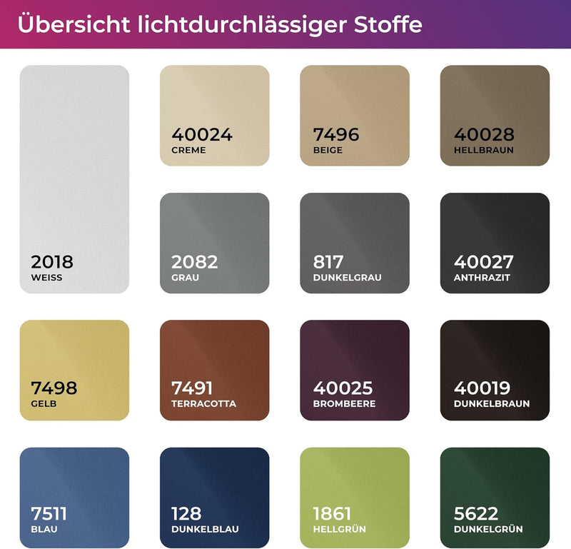 schattenfreu.de Rollo XL nach Mass | Zum Anschrauben an der Wand oder Decke | Lichtdurchlässig | Für