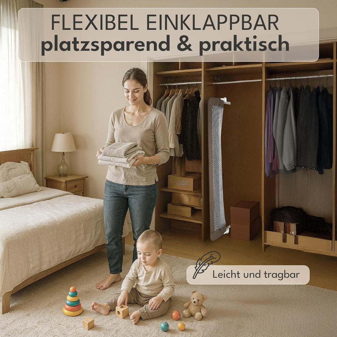 NooMii Rausfallschutz – faltbares Bettgitter 150×35×48,5 cm, Bettumrandung für Babybett, Kinderbett