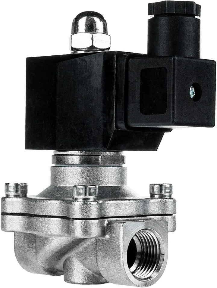 FSA Magnetventil Edelstahl 304 1/2" 24V DC 0-10 bar Viton stromlos geschlossen, 1/2" 24v DC