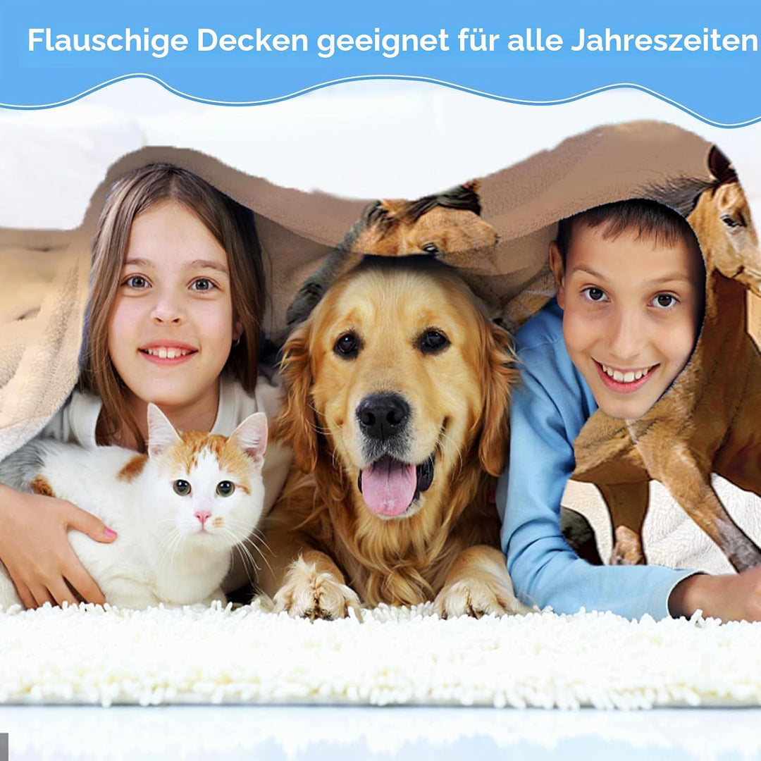 Pferd Kuscheldecke Flanell Decke,Kinderdecke 3D Pferd Flauschige Plüsch Decke,Wohndecke Fleecedecke