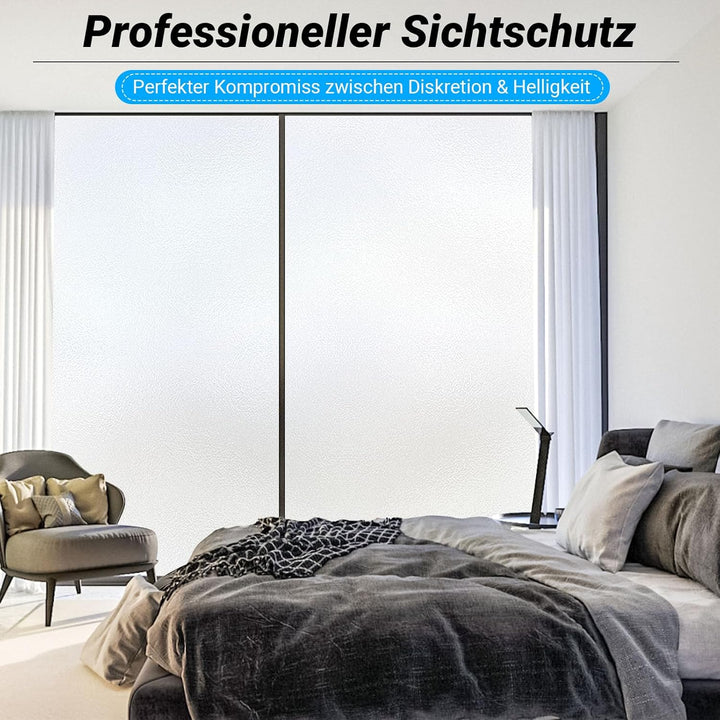 Funfox Fensterfolie Matt Blickdicht Milchglasfolie Fenster Selbstklebende Sichtschutzfolie Anti-UV S