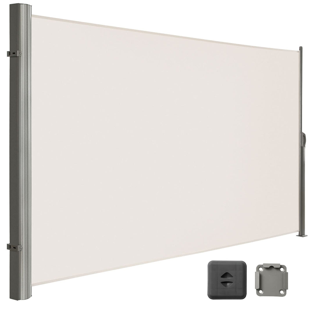 LARMNEE Alu-Seitenmarkise, ausziehbar, 200 x 450 cm, Sichtschutz, Sonnenschutz, Blickdicht, Seitenro