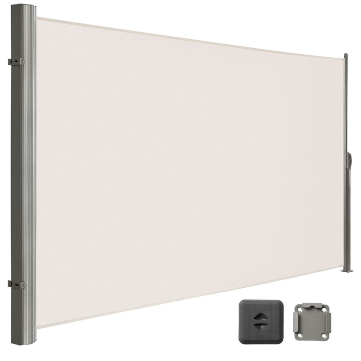 LARMNEE Alu-Seitenmarkise, ausziehbar, 200 x 450 cm, Sichtschutz, Sonnenschutz, Blickdicht, Seitenro