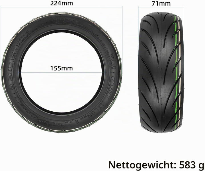 TREFAN 9,5 * 2,50 Reifen, Schlauchloser Reifen für NIU KQi3/Sports/Pro/Max Elektroroller, 9,5-Zoll-V