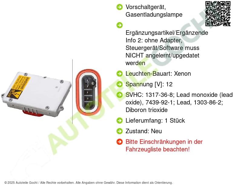 HELLA 5DV 008 290-004 Vorschaltgerät - Xenon - 12V