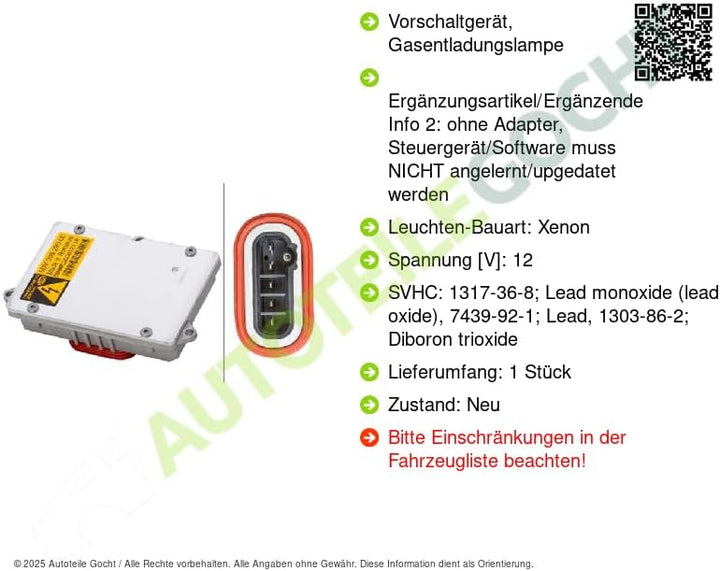 HELLA 5DV 008 290-004 Vorschaltgerät - Xenon - 12V