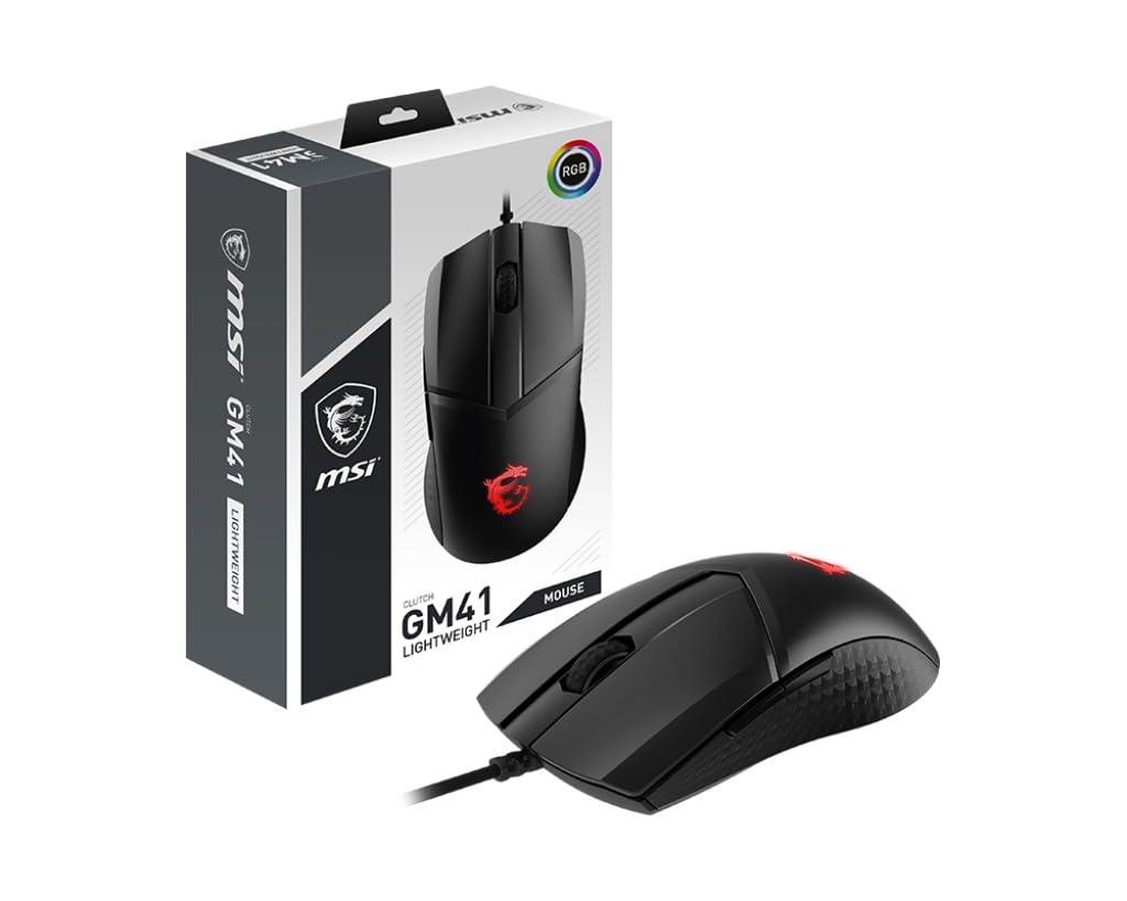 MSI Clutch GM41 Lightweight Gaming Maus (kabelgebunden, PMW-3389 Sensor, 400 - 6400 DPI, 6 Tasten, s