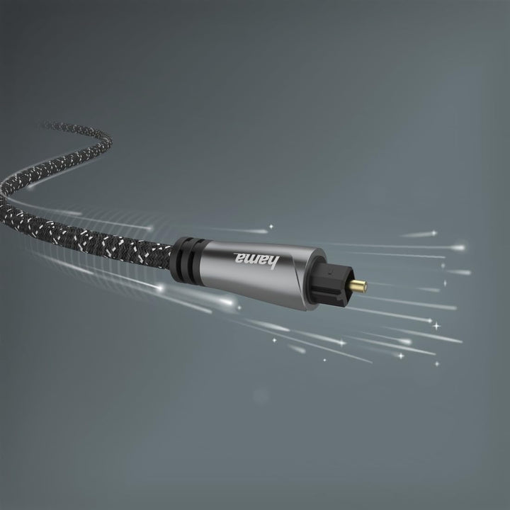 Hama Audio-Lichtleiter-Kabel, ODT-Stecker (Toslink) 1,5 m, Metall Stecker, robuster Kabelmantel mit