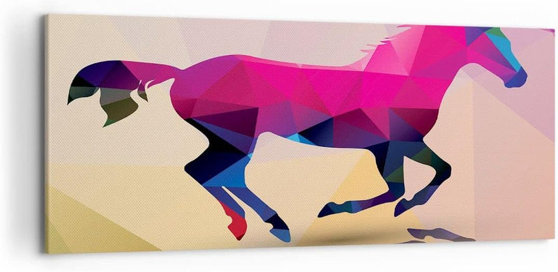 Wandbilder Dekoration Wohnzimmer Pferd Tiere Geometrie Diamant Panorama Bilder auf Leinwand 120x50cm