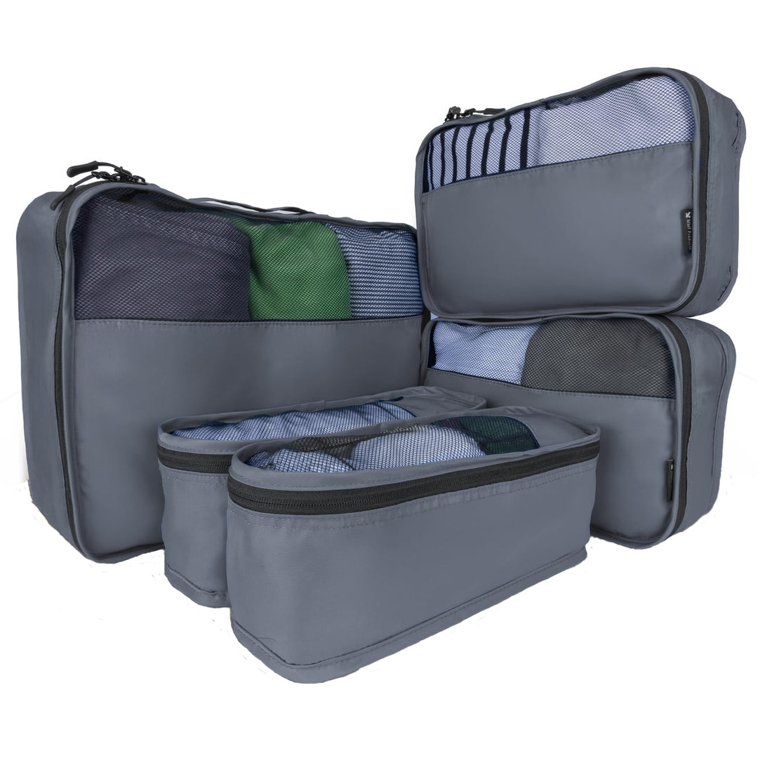 Packing Cubes 5-teilig – robustes Koffer Organizer Set aus strapazierfähigem Twill mit YKK-Zippern –