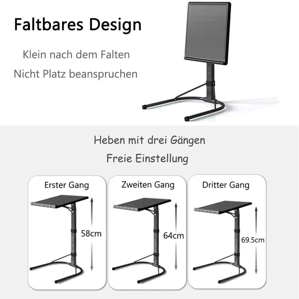 Supfine Faltbarer Laptoptisch Beistelltisch Klappbar Laptoptisch Höhenverstellbar Neigungsverstellba