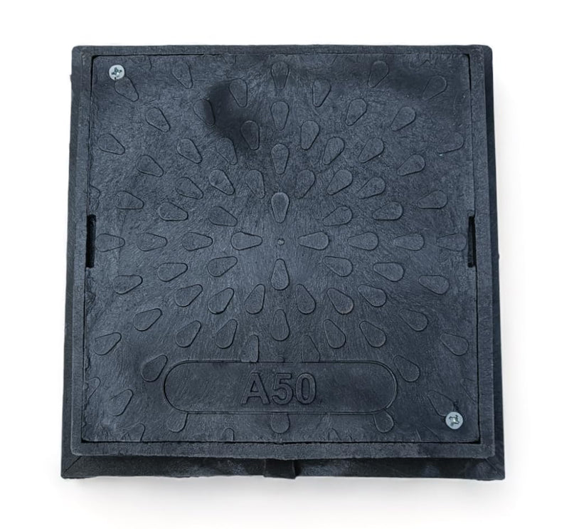 Varile 38 cm Schachtabdeckung Schwarz DN 315 Kunststoff Belastbar bis 5 t Klasse A50, Schwarz