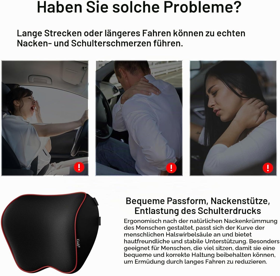 Crofy 2er-Pack Auto-Nackenkissen, weiches Auto-Kopfstützenkissen zum Fahren mit verstellbarem Gurt,