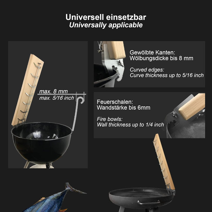 Bargen Flammlachsbrett - Flammlachsbretter mit Edelstahl-Halterung - Premium Grillzubehör für Feuers