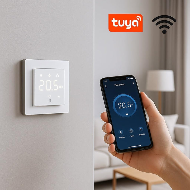 Elektronova TUYA WLAN-Thermostat, programmierbares Modul, 2P, 240 V, Touch-Display mit Hintergrundbe
