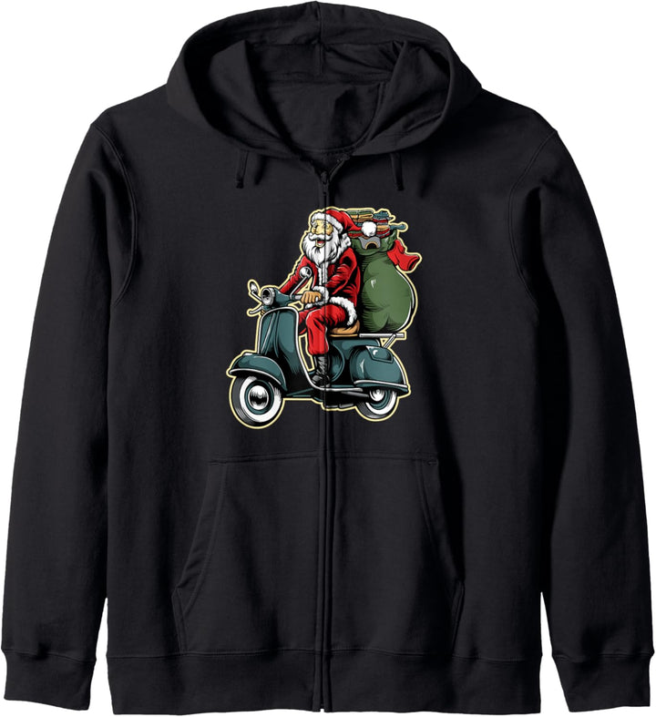 Funny Christmas Holiday Santa Claus Riding Motor Scooter Kapuzenjacke