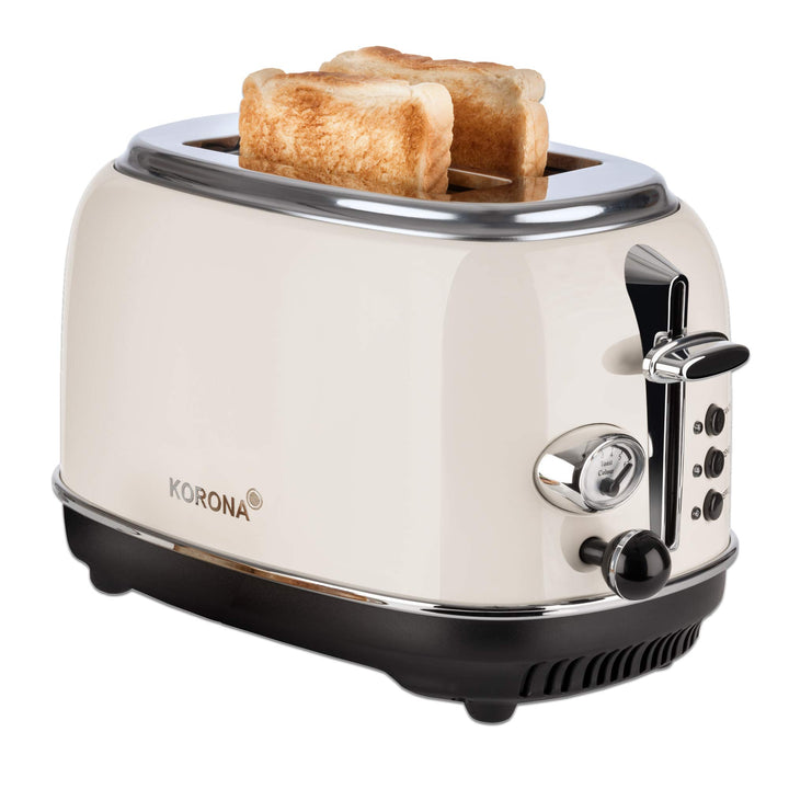 Korona 21666 Toaster | 2 Scheiben | Creme | Röstgrad-Anzeige | Auftauen | Rösten | Aufwärmen | 810 W