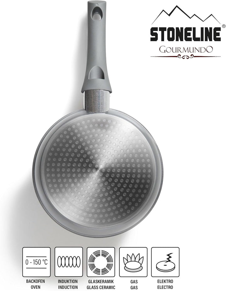 STONELINE Gourmundo Bratpfanne, 18 cm, antihaftbeschichtete Pfanne mit echten Steinpartikeln, alle H