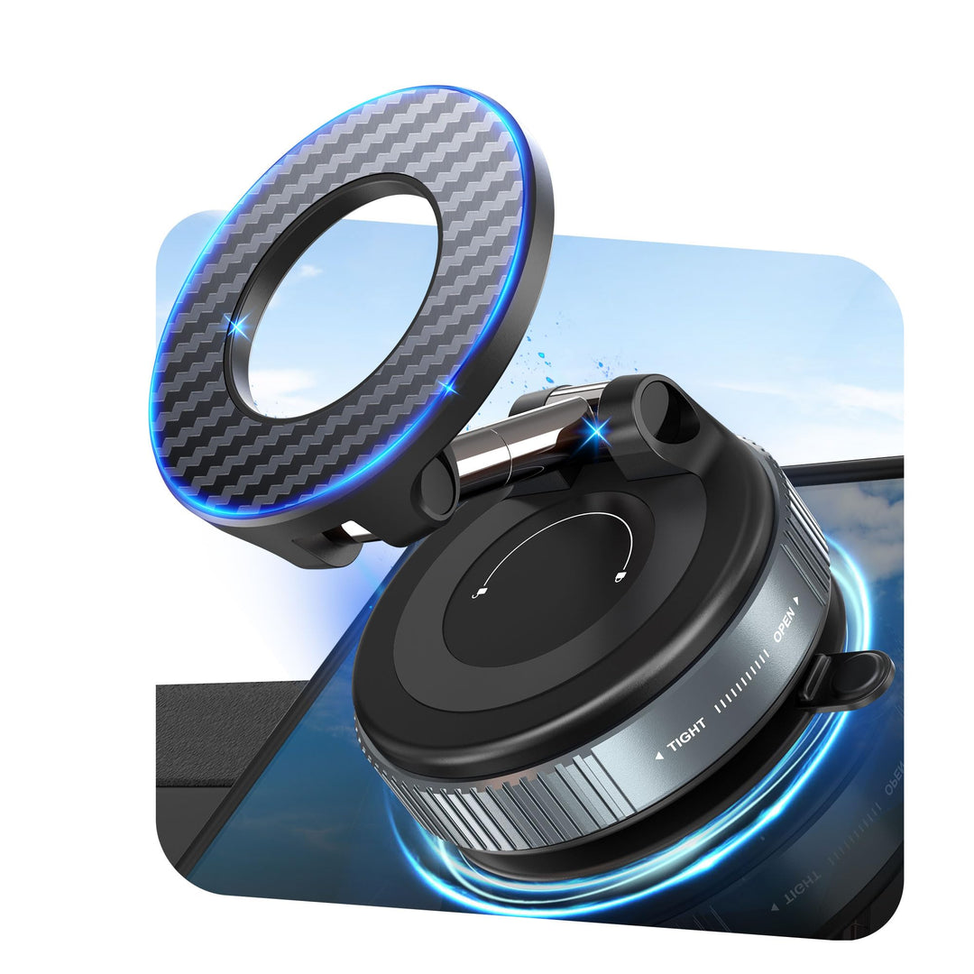 PlusAcc Vakuum Handyhalterung Auto Saugnapf - 360°Drehbar Zusammenklappbar Tragbar Magnetisch Handy