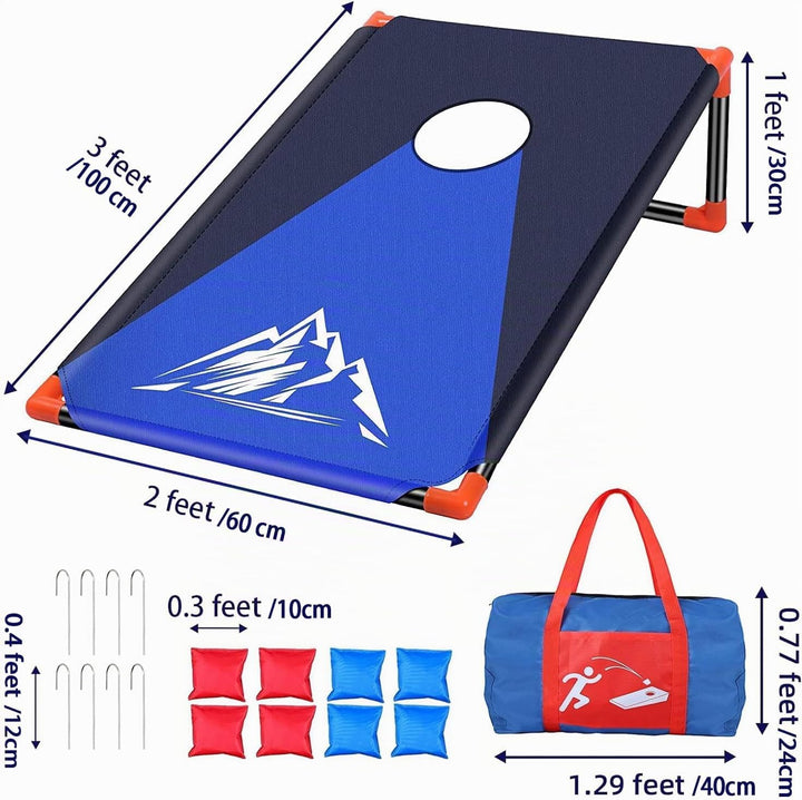 Tragbares Cornhole Game, Maislochwurf-Set mit PVC-Rahmen, 8 Sitzsäcke und Tragetasche für Hinterhof,