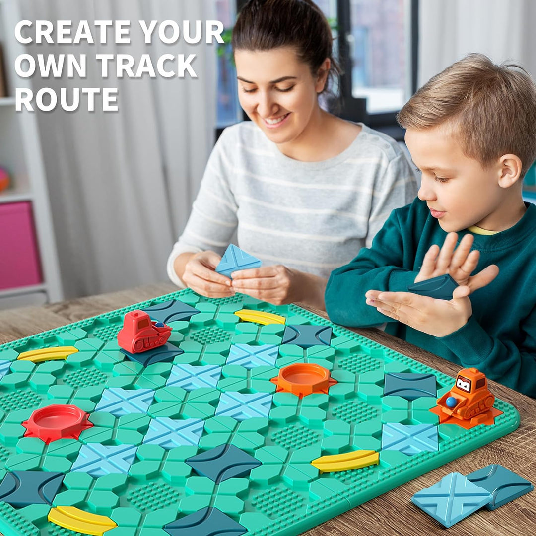 burgkidz Kinderspielzeug Brettspiele - Logischer Strassenbauer grosses Brett 56 x 56cm Labyrinth Puz