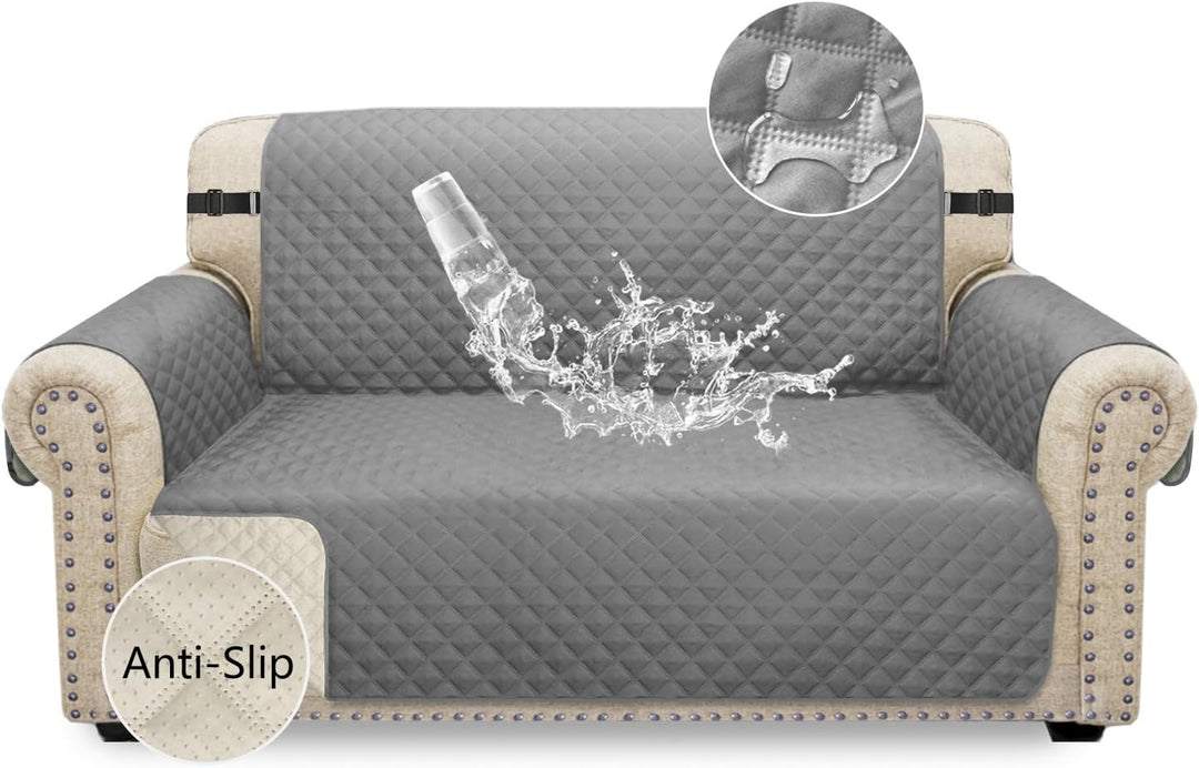 Granbest wasserdichte Sofabezug 2 Sitzer Anti-Rutsch Couchbezug mit Elastischen Riemen, Waschbare So
