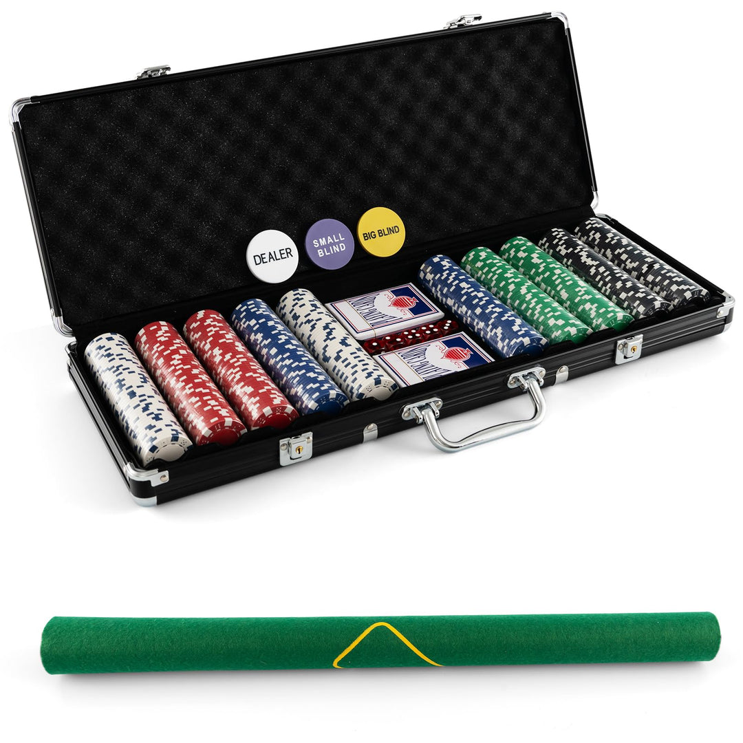 COSTWAY Pokerset mit 500 Laser-Chips | Pokerkoffer Alu | Pokerchips | Poker Komplett Set | Pokerkoff