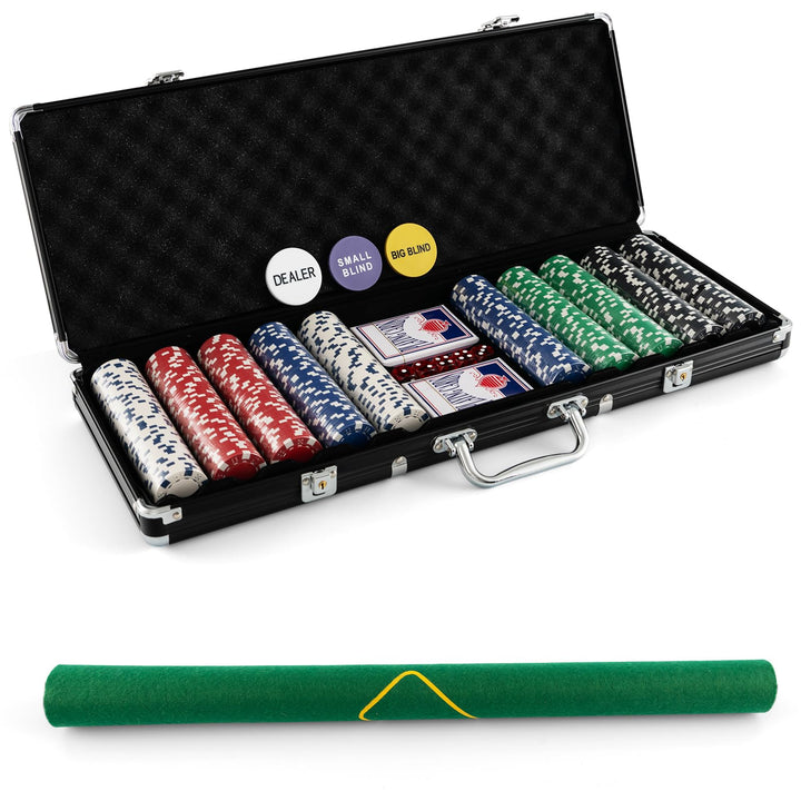 COSTWAY Pokerset mit 500 Laser-Chips | Pokerkoffer Alu | Pokerchips | Poker Komplett Set | Pokerkoff