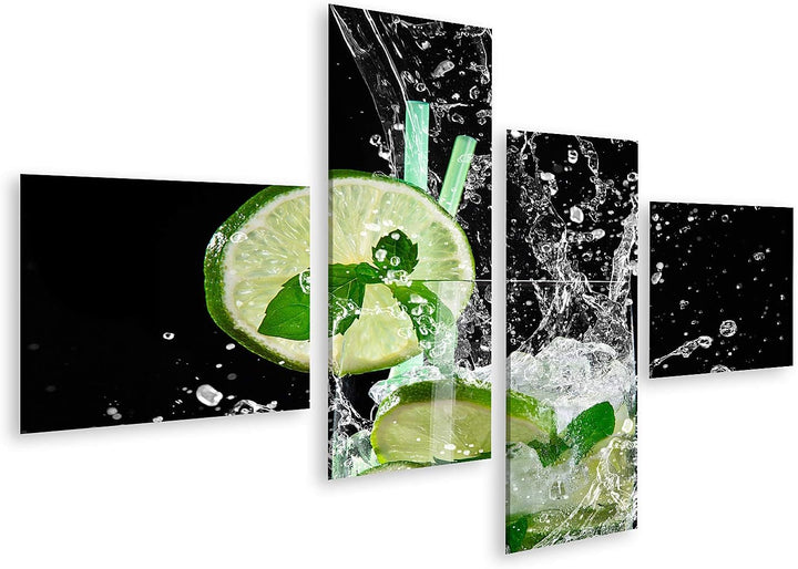 islandburner Bild auf Leinwand Mojito Cocktail Über Schwarz Bilder Wandbilder Poster Leinwand 150x80