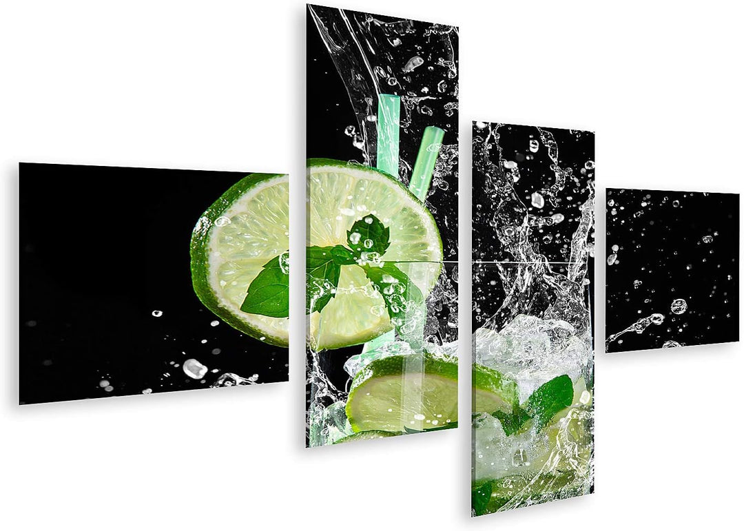 islandburner Bild auf Leinwand Mojito Cocktail Über Schwarz Bilder Wandbilder Poster Leinwand 150x80
