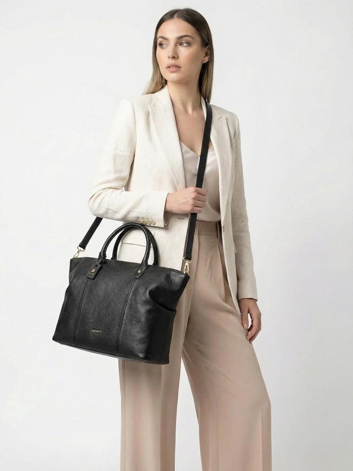 Lazarotti Bologna Leder Shopper Tasche Damen | mit abnehmbarem Schultergurt | XL Henkeltasche 36 cm