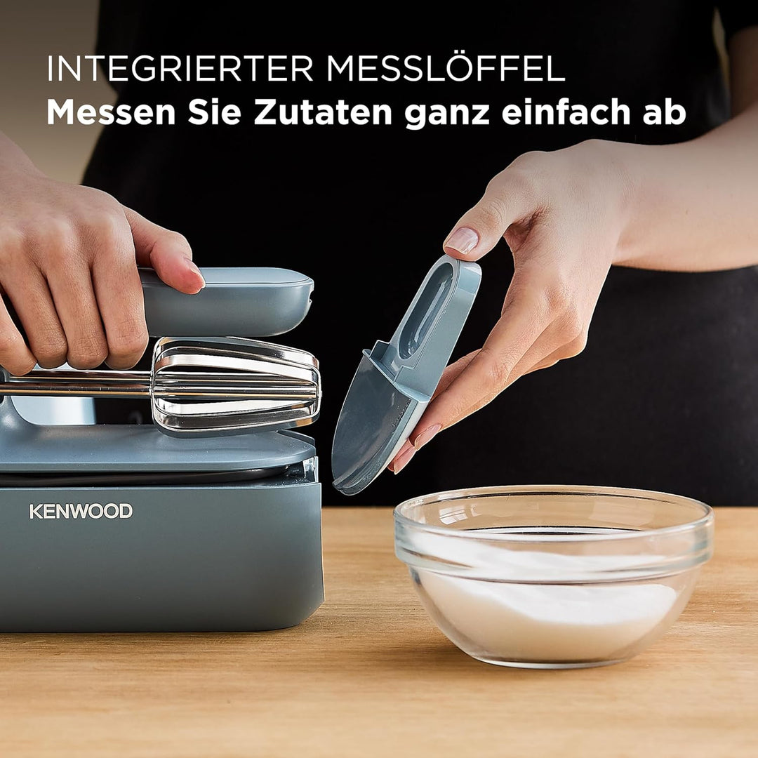 Kenwood Handmixer QuickMix Go HMP40.000GY, tragbar dank integriertem Koffer, Inklusive Edelstahl Sch