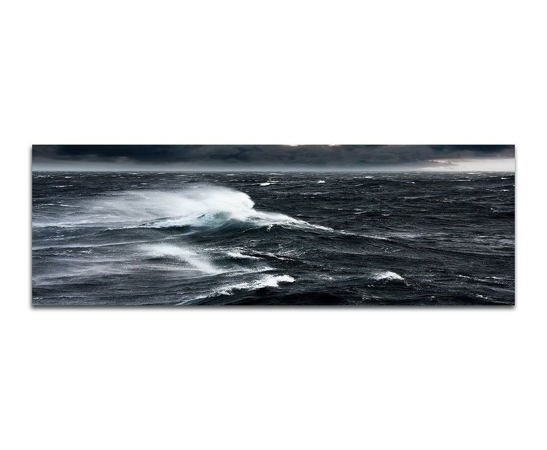 Paul Sinus Art Panoramabild auf Leinwand und Keilrahmen 150x50cm Ozean Meer Wellen Sturm Wolken