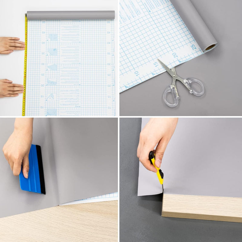 Hode Klebefolie Grau Matt 60X600cm Selbstklebende Möbelfolie für Möbel Wände Schrank Tischplatten Fe