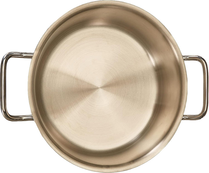 Pentole Agnelli Edelstahl 18/10 flache Kasserolle mit zwei Griffen 20 cm stahl, 20 cm