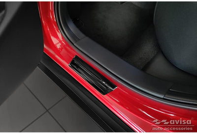 Black Inox door sill protectors compatible with Mazda CX-30 2019- 'Hybrid' - 4-pieces