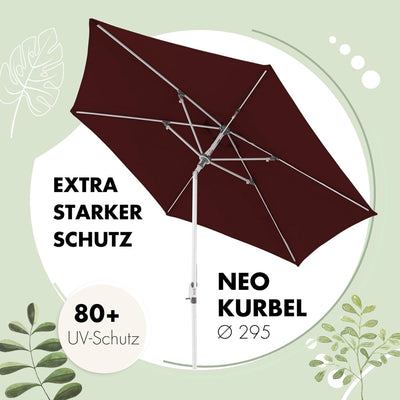 doppler Sonnenschirm AluPro Neo Kurbel 305cm I 6-eckiger Sonnenschirm für Balkon & Terrasse I Schirm