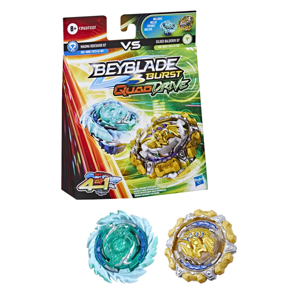 Beyblade Burst QuadDrive Magma Roktavor R7 und Gilded Balderov B7 Doppelpack − Battle Kreisel