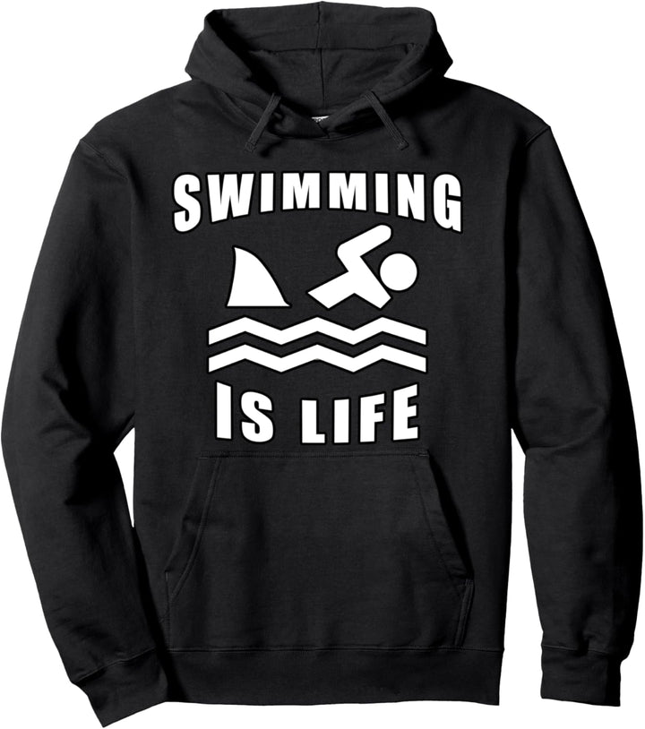Swimming Is Life Hai Gefahr Lustig Pullover Hoodie