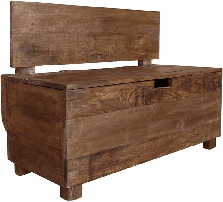 vidaXL Sitzbank mit Staufach Handgefertigt Holzbank Truhenbank Sitztruhe Bank Aufbewahrungstruhe Spi