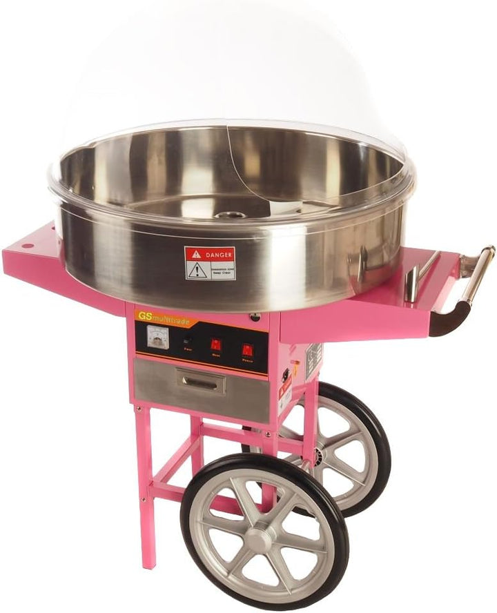 Zuckerwattemaschine 52 cm mit Wagen und Haube für Privat und Profi