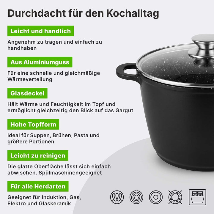 Kochtopf 10 L Suppentopf 28 cm Aluminiumguss Fleischtopf Antihaft Milchtopf Pastatopf Gemüsetopf Sch