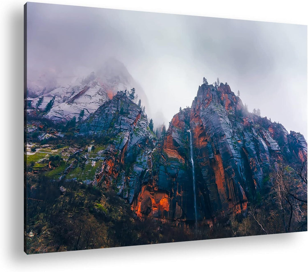 deyoli Berge im Zion Nationalpark Utha Format: 80x60 als Leinwand, Motiv fertig gerahmt auf Echtholz