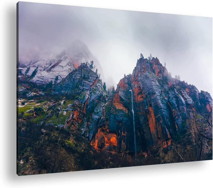 deyoli Berge im Zion Nationalpark Utha Format: 80x60 als Leinwand, Motiv fertig gerahmt auf Echtholz